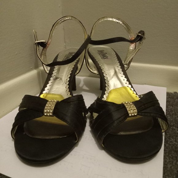 Low Heel Black Dress Sandals - Picture 1 of 6